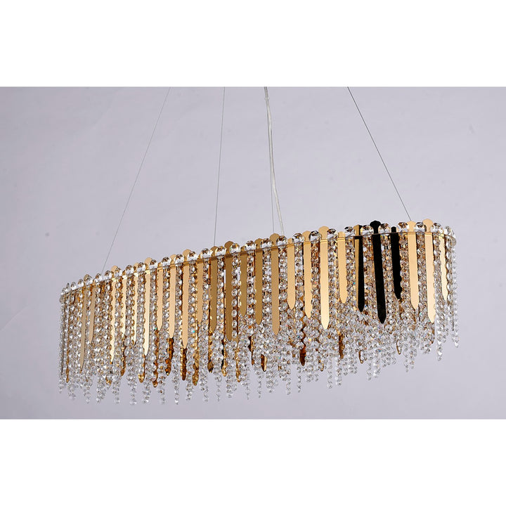 16-Light Gold Stainless Steel Chandelier With Clear Crystal Beads