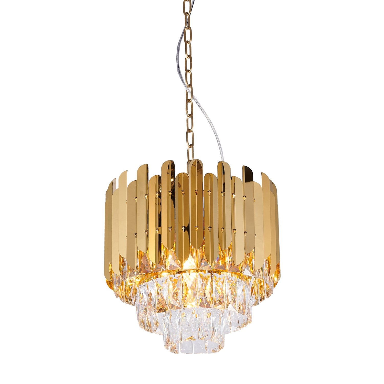 8-Light Gold Stainless Steel Chandelier With Clear Crystals by Bethel