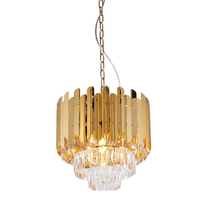 8-Light Gold Stainless Steel Chandelier With Clear Crystals by Bethel
