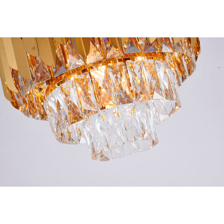 8-Light Gold Stainless Steel Chandelier With Clear Crystals