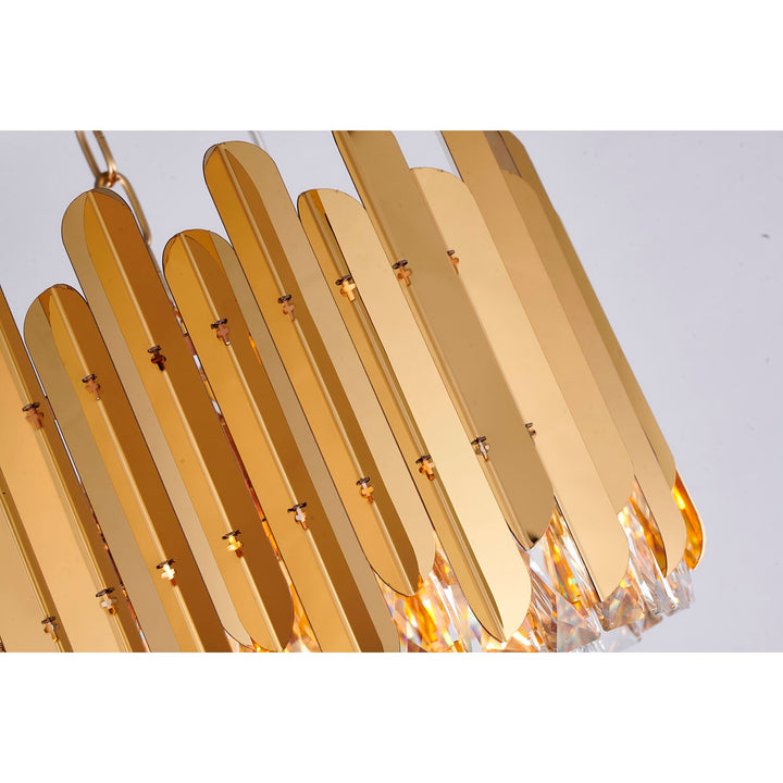8-Light Gold Stainless Steel Chandelier With Clear Crystals