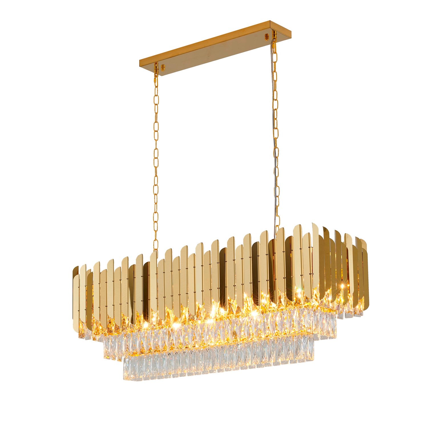 12-Light Gold Stainless Steel Chandelier With Clear Crystal Accents by Bethel