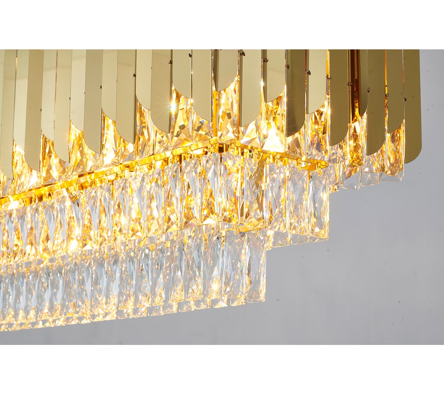 12-Light Gold Stainless Steel Chandelier With Clear Crystal Accents