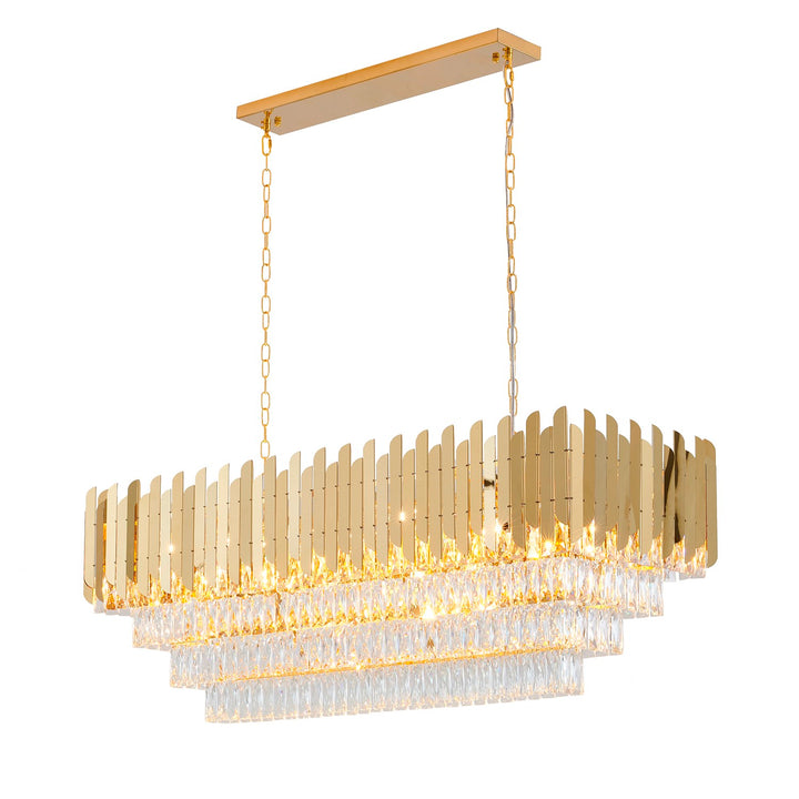 14-Light Gold Stainless Steel Chandelier With Clear Crystal Accents by Bethel