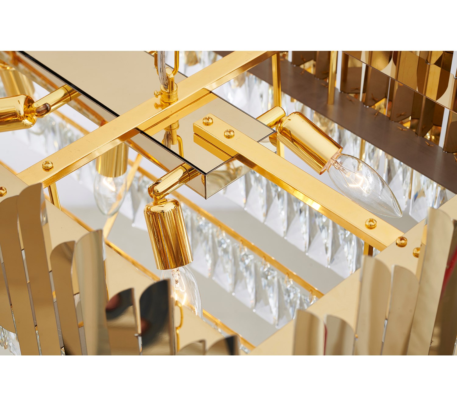 14-Light Gold Stainless Steel Chandelier With Clear Crystal Accents