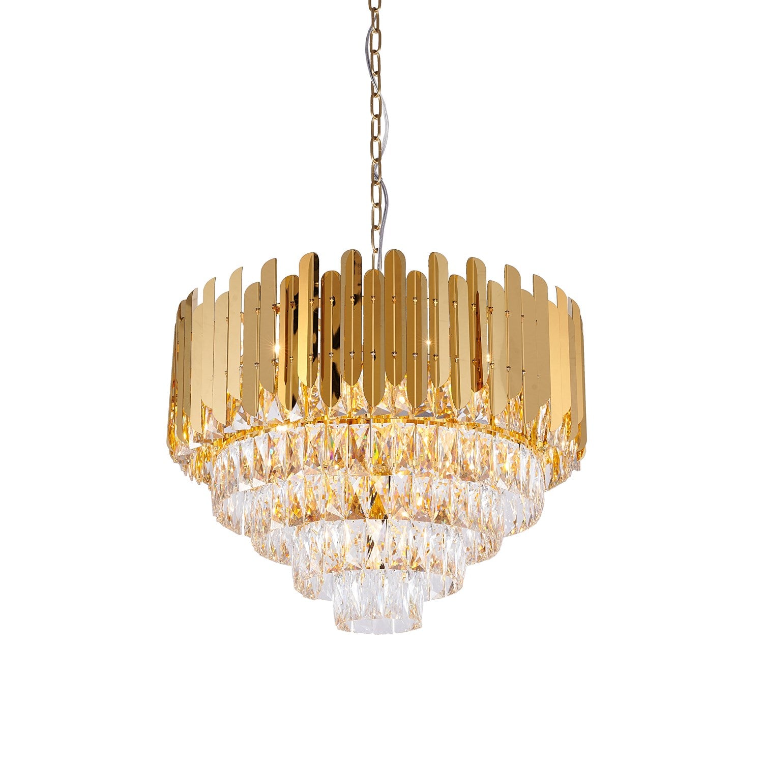 15-Light Gold Stainless Steel Chandelier With Clear Crystals by Bethel