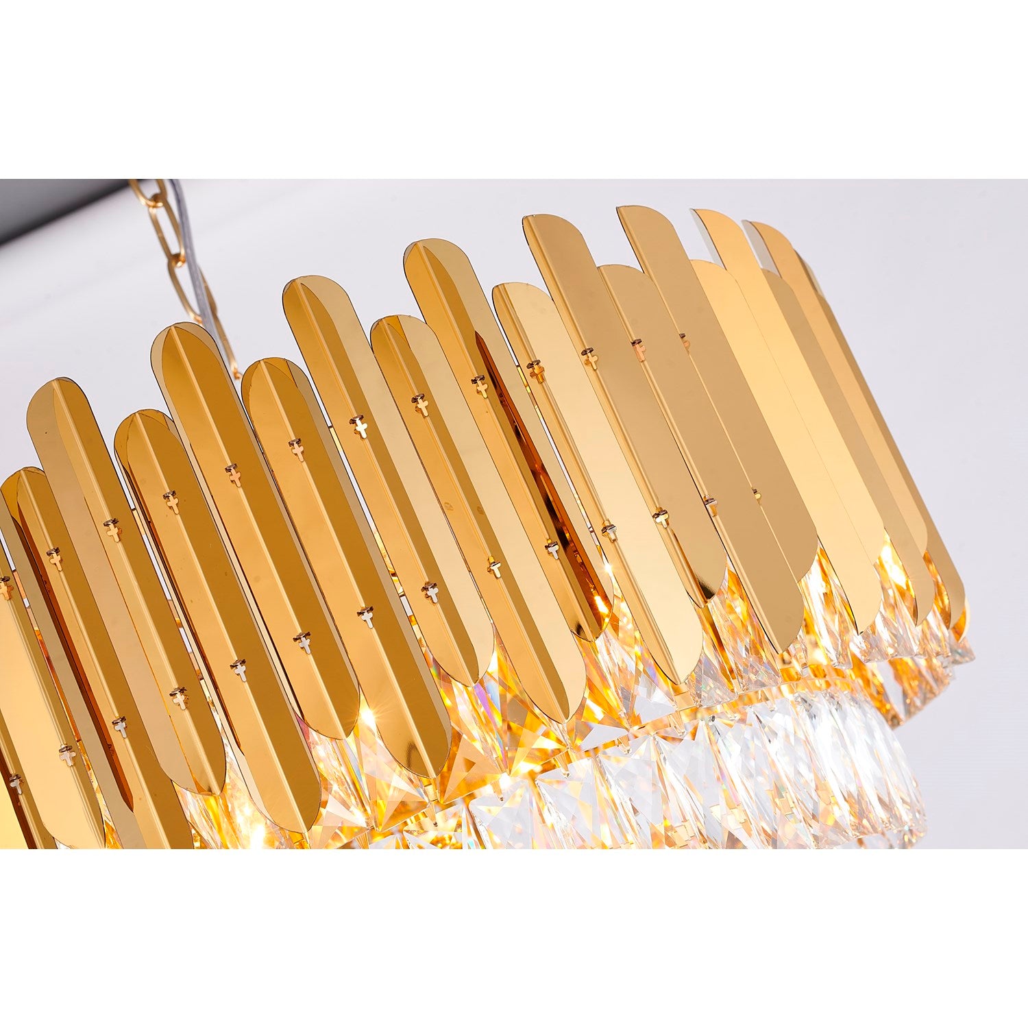 15-Light Gold Stainless Steel Chandelier With Clear Crystals