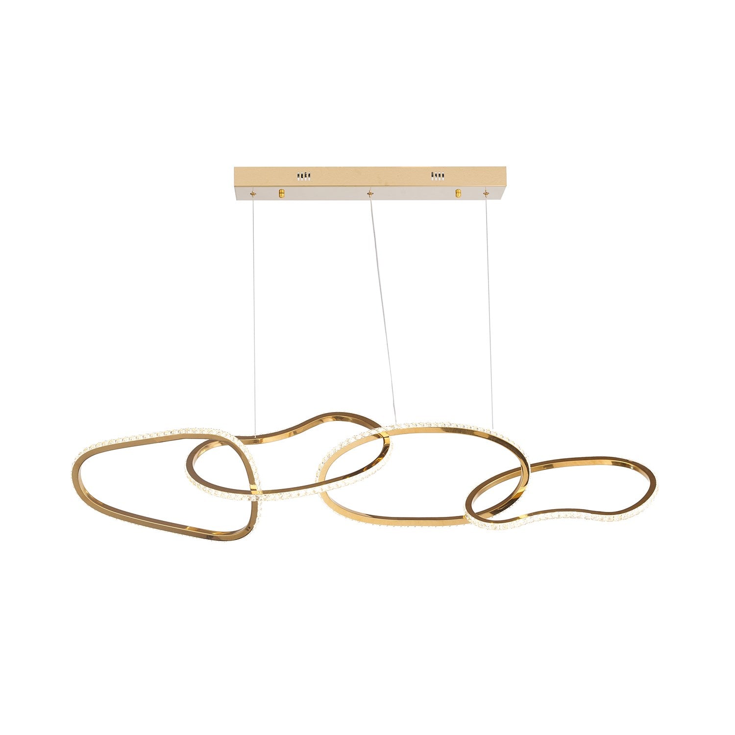 4-Light Gold Stainless Steel Chandelier With Clear Crystals by Bethel
