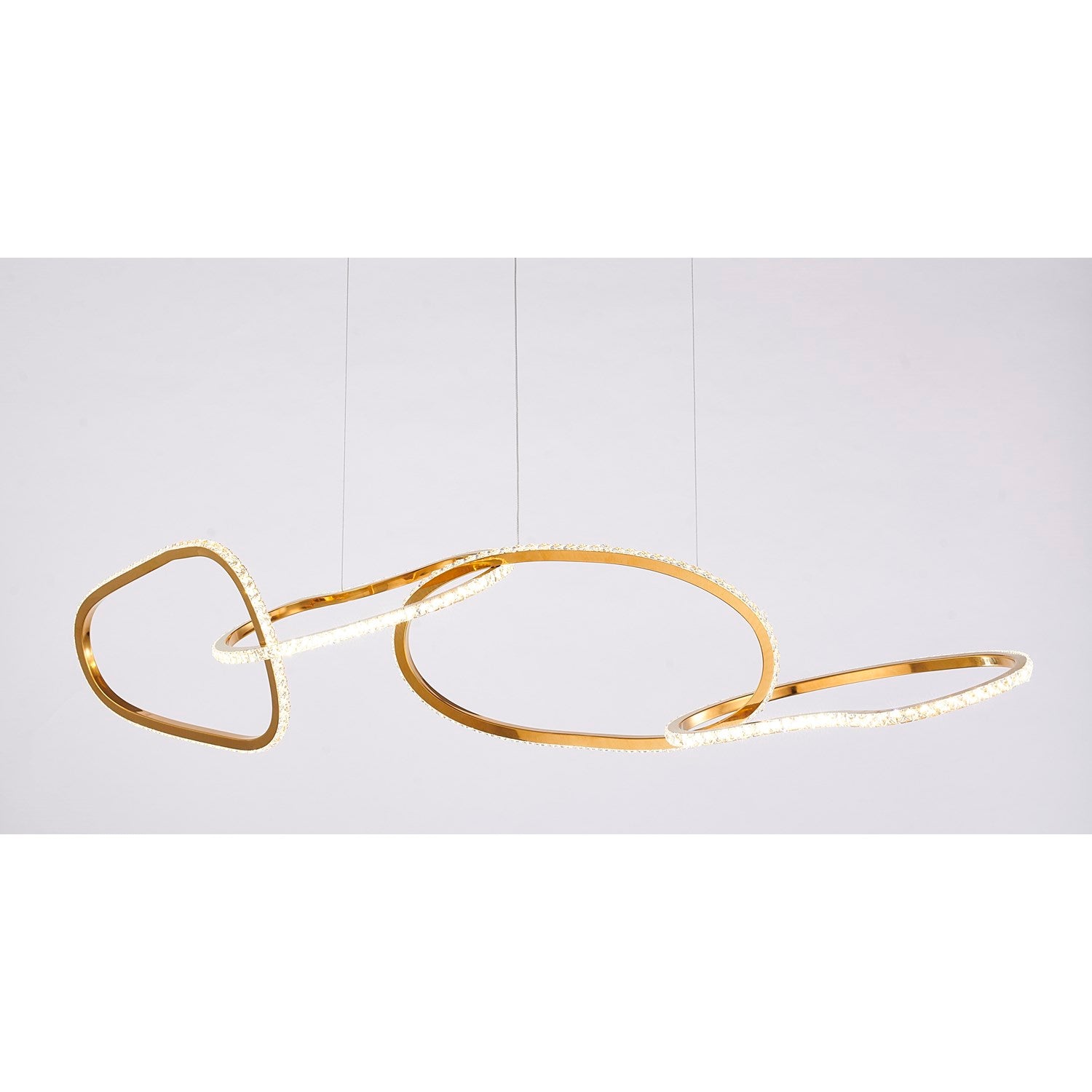 4-Light Gold Stainless Steel Chandelier With Clear Crystals