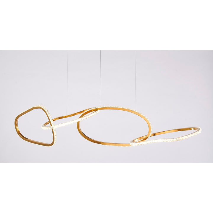 4-Light Gold Stainless Steel Chandelier With Clear Crystals