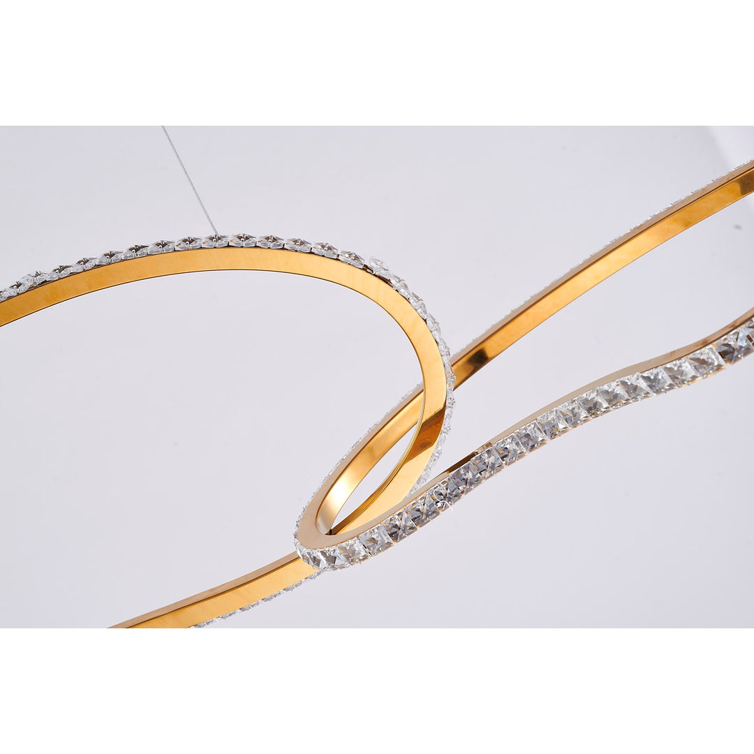 4-Light Gold Stainless Steel Chandelier With Clear Crystals