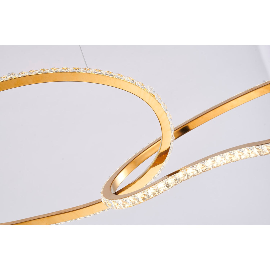 4-Light Gold Stainless Steel Chandelier With Clear Crystals