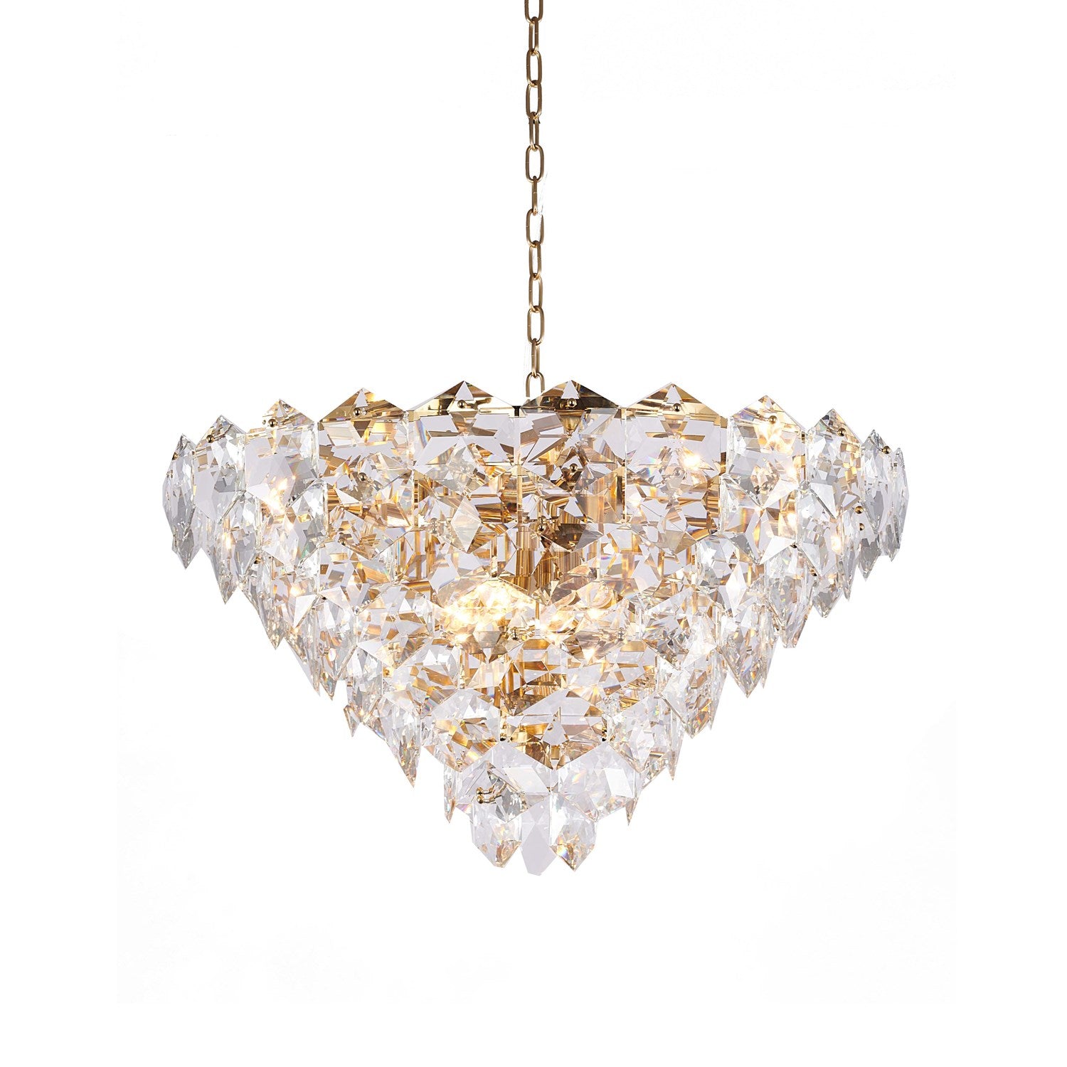 15-Light Gold Chandelier With Clear Hanging Crystals by Bethel