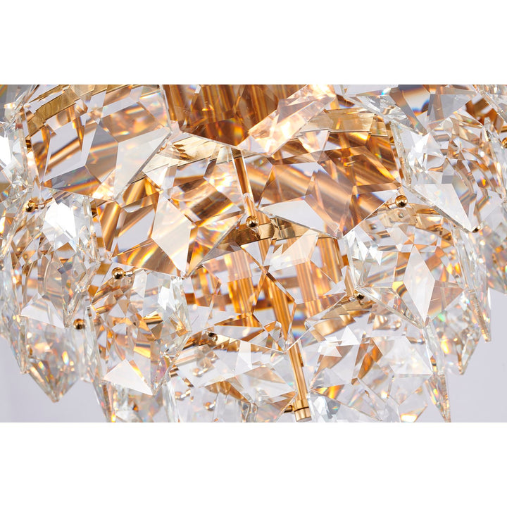 15-Light Gold Chandelier With Clear Hanging Crystals