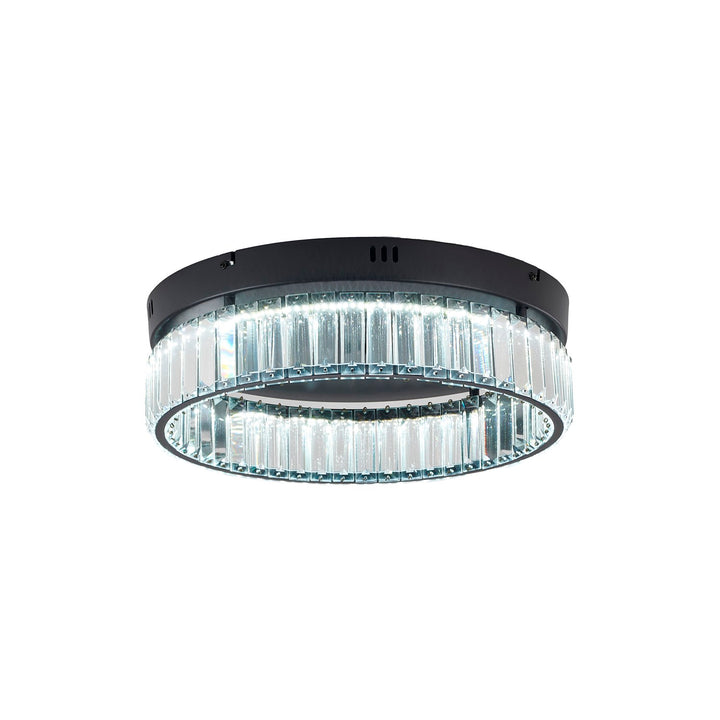 1-Light Satin Black Dimmable Led Flush Mount With Clear Crystals by Bethel