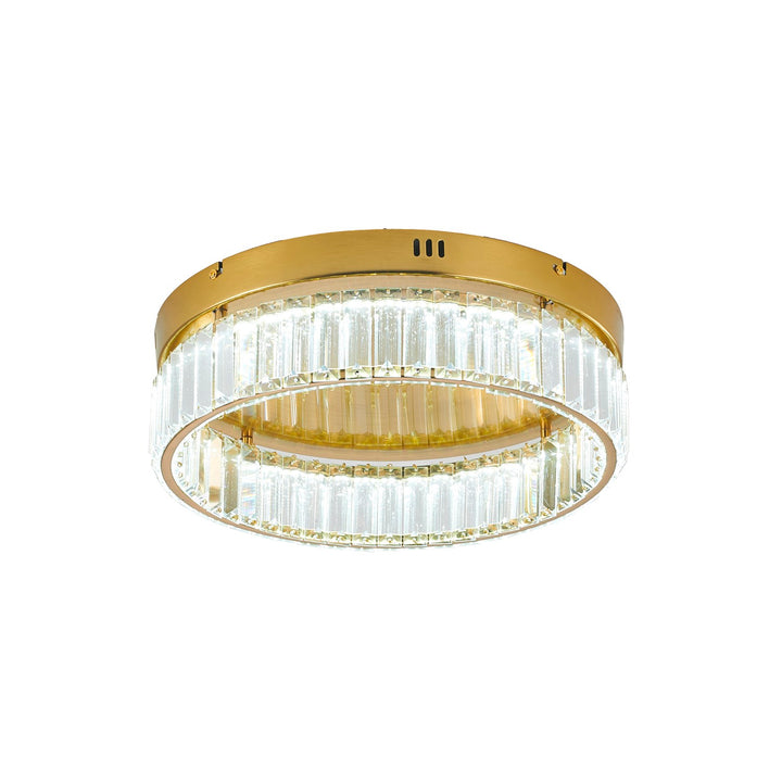 1-Light Brass Dimmable Led Flush Mount With Clear Crystals by Bethel