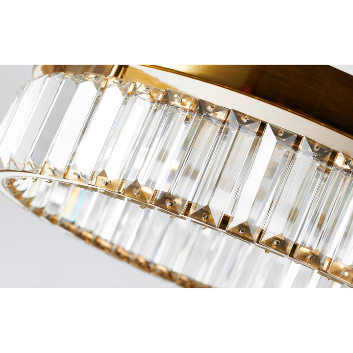 1-Light Brass Dimmable Led Flush Mount With Clear Crystals