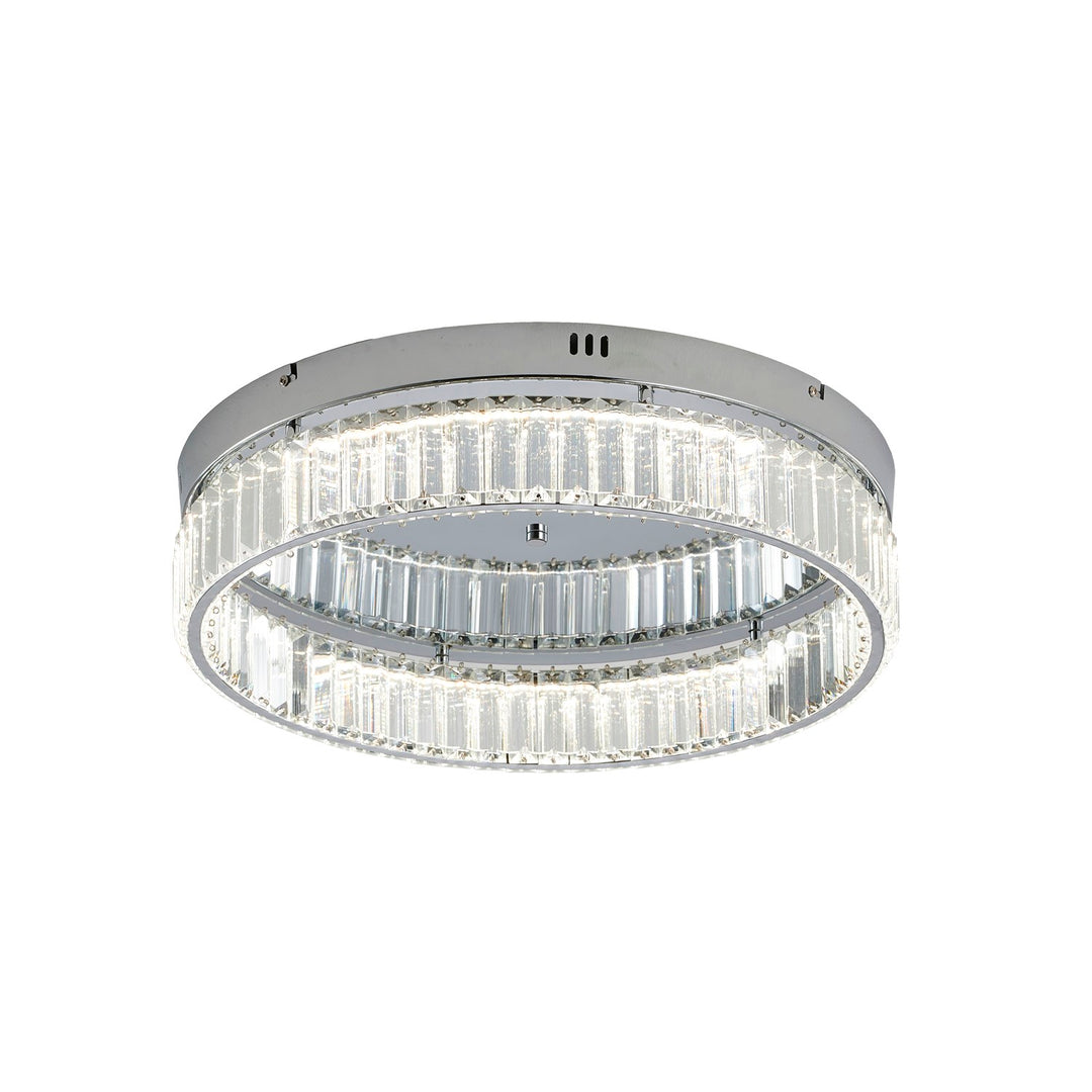 1-Light Chrome Dimmable Led Flush Mount With Clear Crystals by Bethel