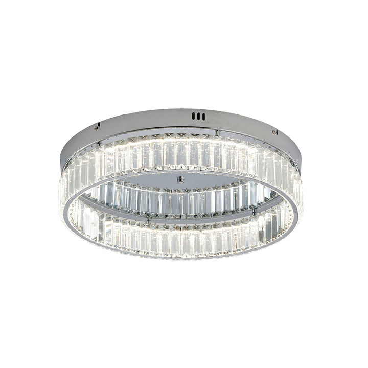 1-Light Chrome Dimmable Led Flush Mount With Clear Crystals by Bethel