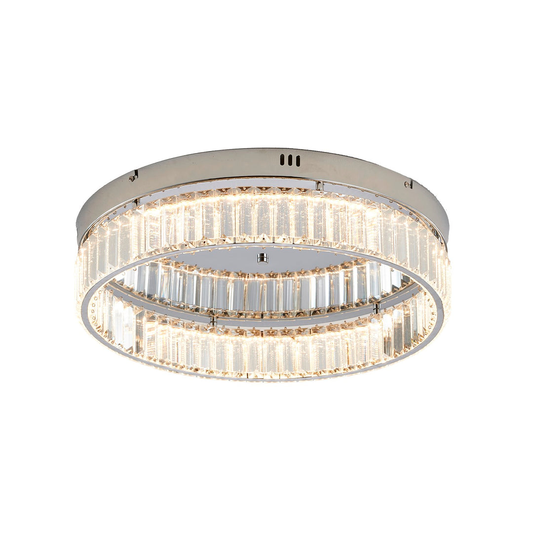 1-Light Chrome Dimmable Led Flush Mount With Clear Crystals