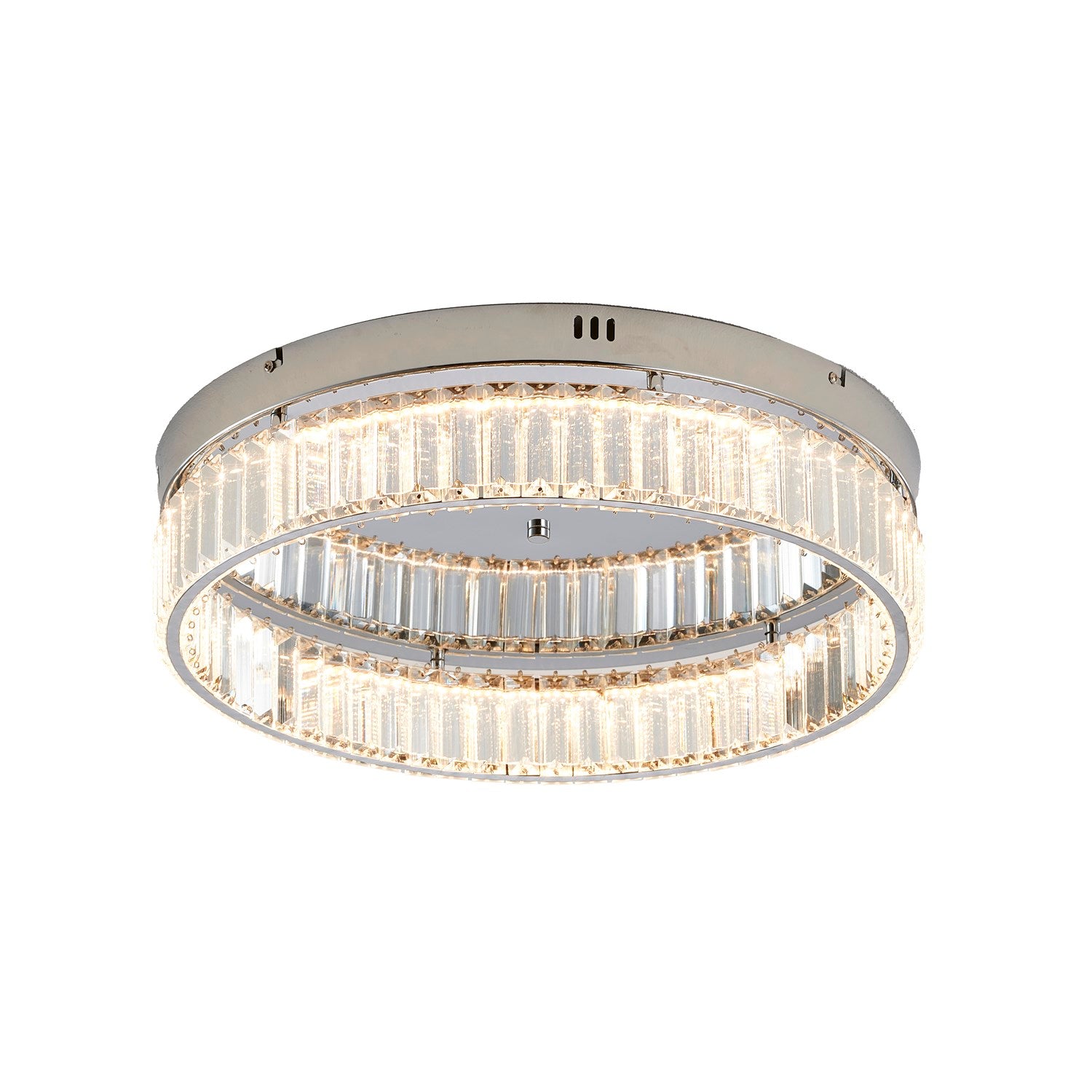1-Light Chrome Dimmable Led Flush Mount With Clear Crystals