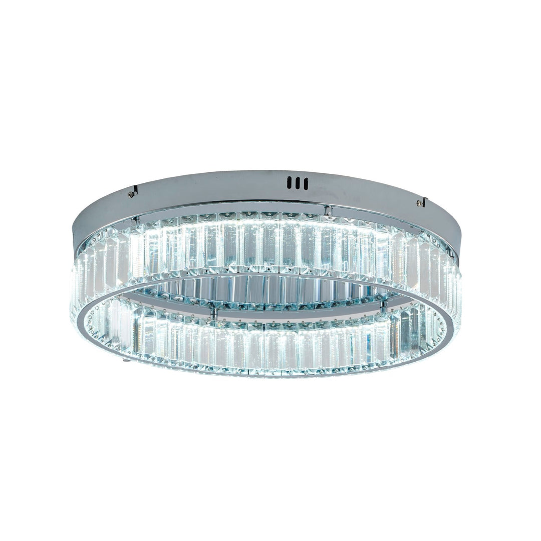 1-Light Chrome Dimmable Led Flush Mount With Clear Crystals