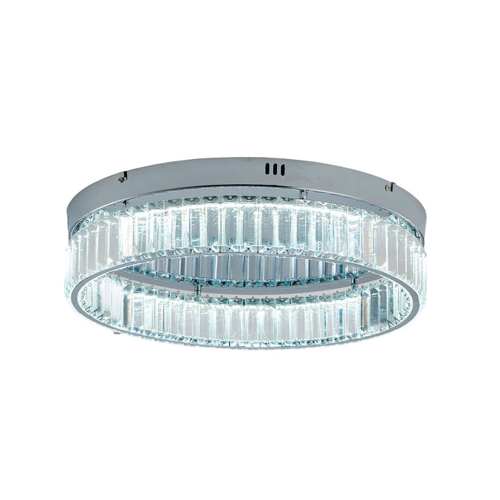1-Light Chrome Dimmable Led Flush Mount With Clear Crystals