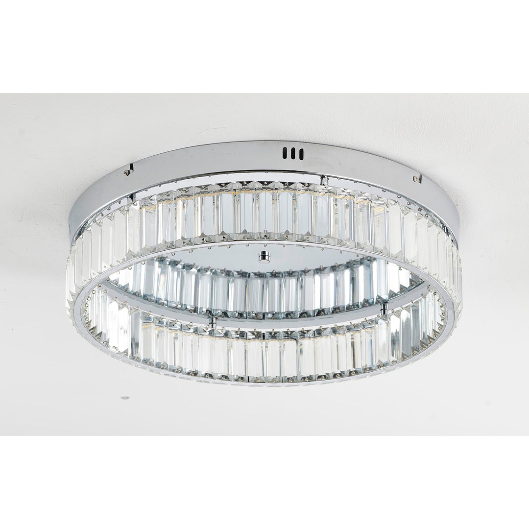 1-Light Chrome Dimmable Led Flush Mount With Clear Crystals