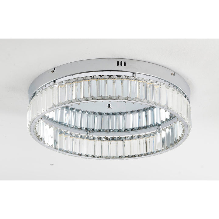 1-Light Chrome Dimmable Led Flush Mount With Clear Crystals