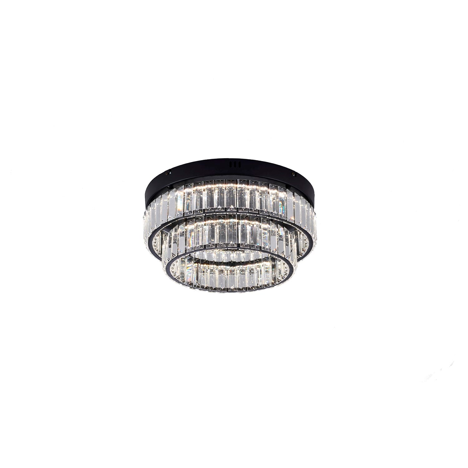 2-Light Satin Black Dimmable Led Flush Mount With Clear Crystals by Bethel