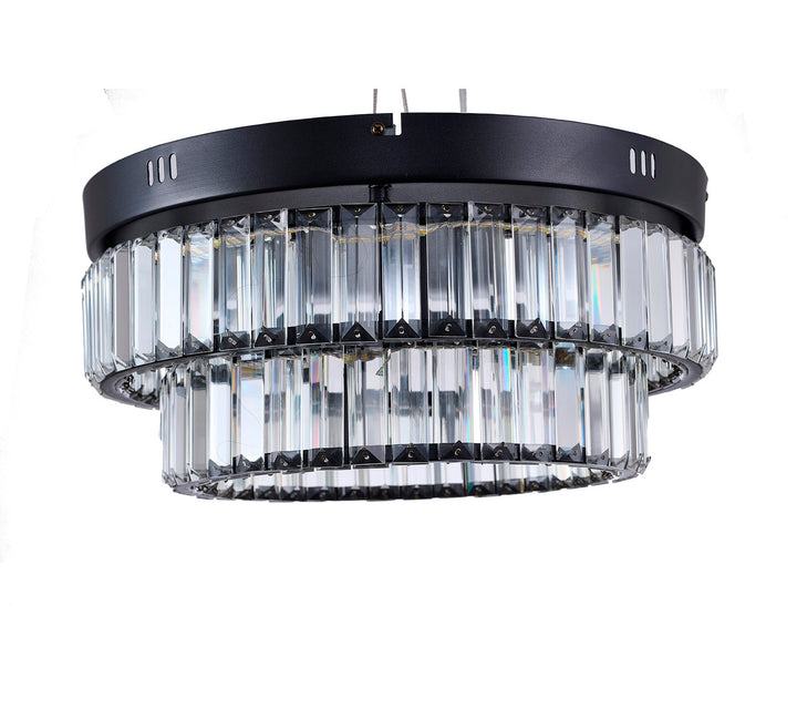 2-Light Satin Black Dimmable Led Flush Mount With Clear Crystals