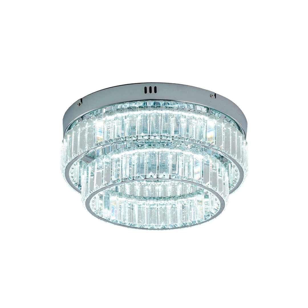 2-Light Chrome Dimmable Led Flush Mount With Clear Crystals by Bethel