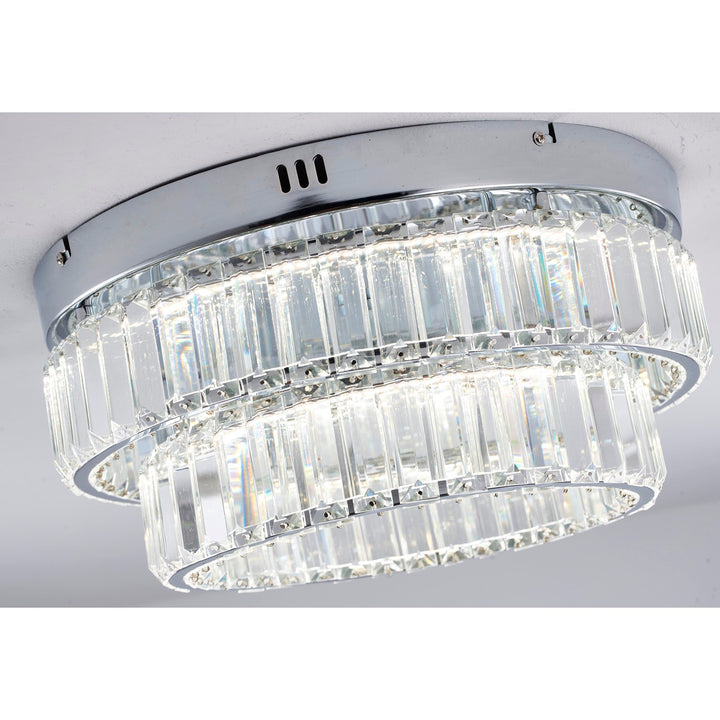 2-Light Chrome Dimmable Led Flush Mount With Clear Crystals