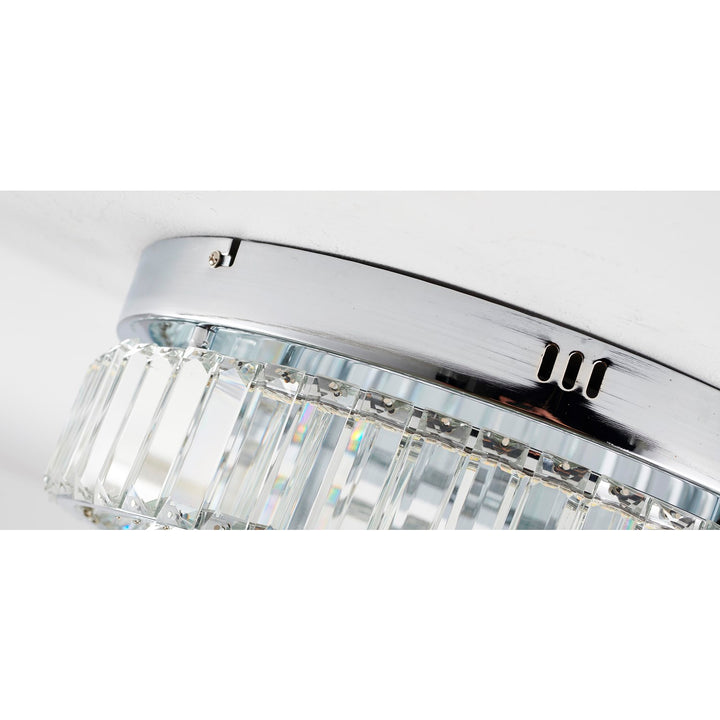 2-Light Chrome Dimmable Led Flush Mount With Clear Crystals