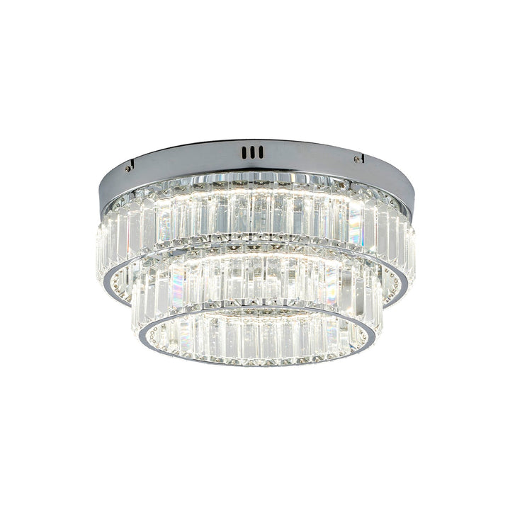 2-Light Chrome Dimmable Led Flush Mount With Clear Crystals