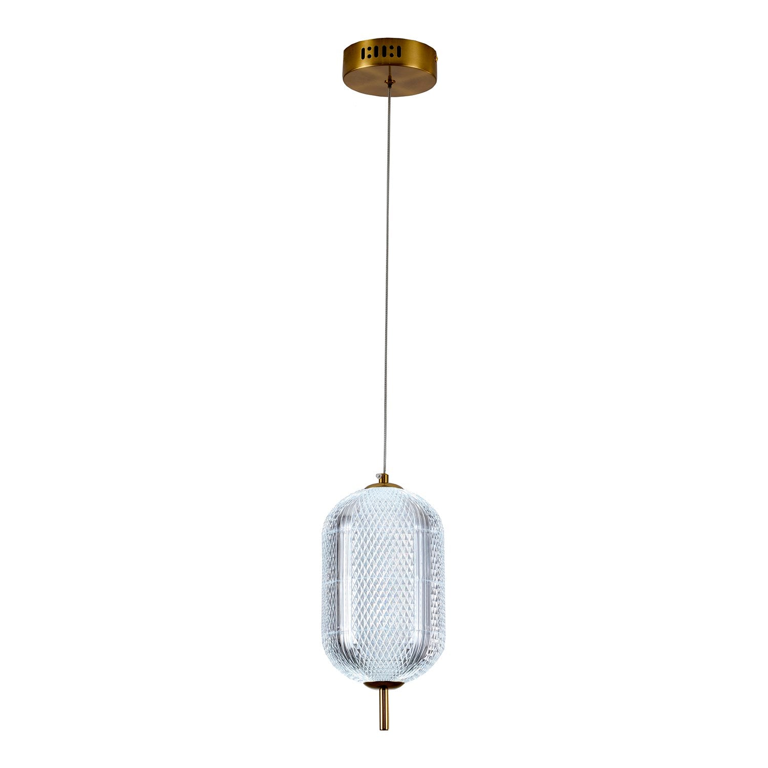 1-Light Brass Dimmable Led Single Pendant With A Clear Pc Shade by Bethel