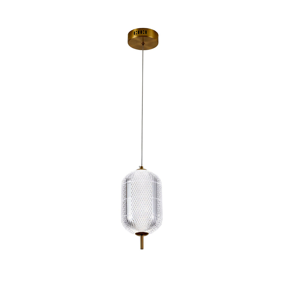 1-Light Brass Dimmable Led Single Pendant With A Clear Pc Shade