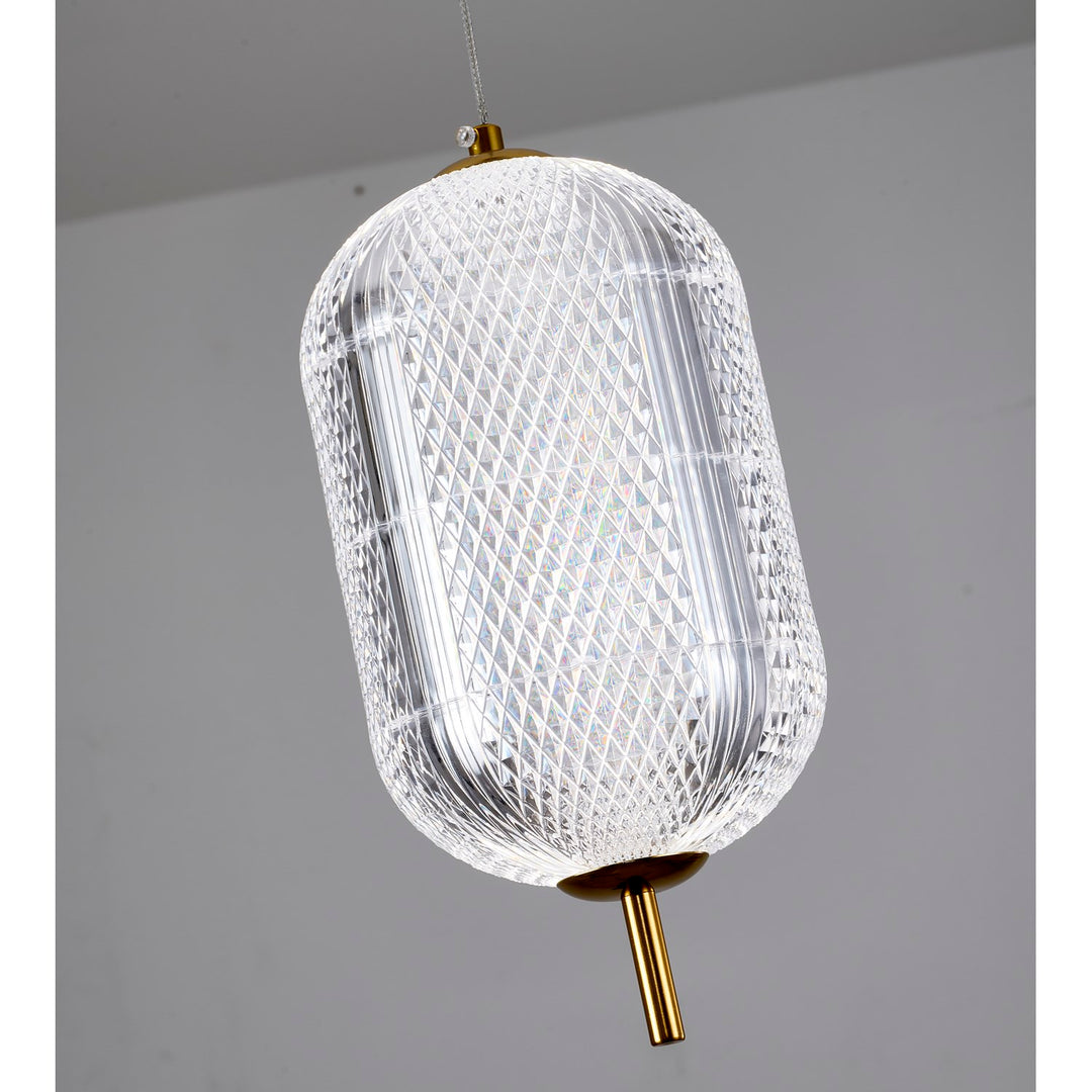 1-Light Brass Dimmable Led Single Pendant With A Clear Pc Shade