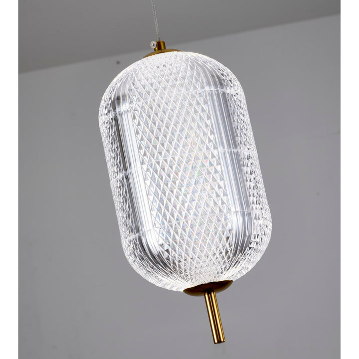 1-Light Brass Dimmable Led Single Pendant With A Clear Pc Shade