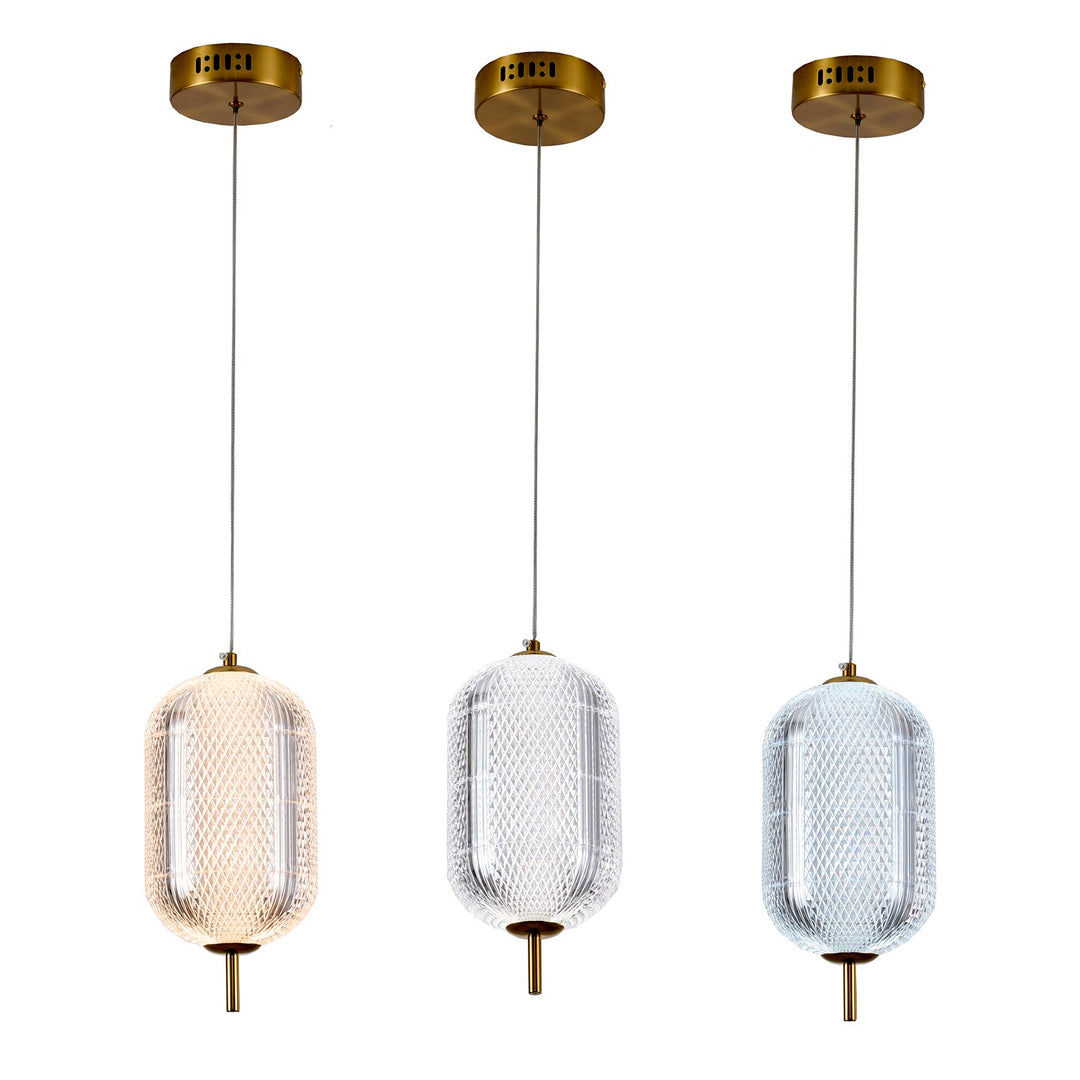 1-Light Brass Dimmable Led Single Pendant With A Clear Pc Shade