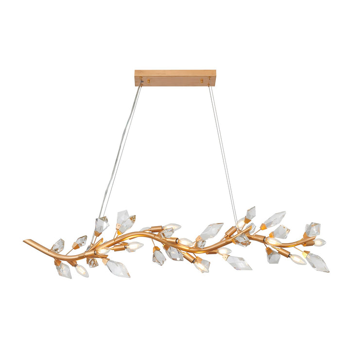 12-Light Gold Branch Chandelier With Clear Crystal Petals by Bethel