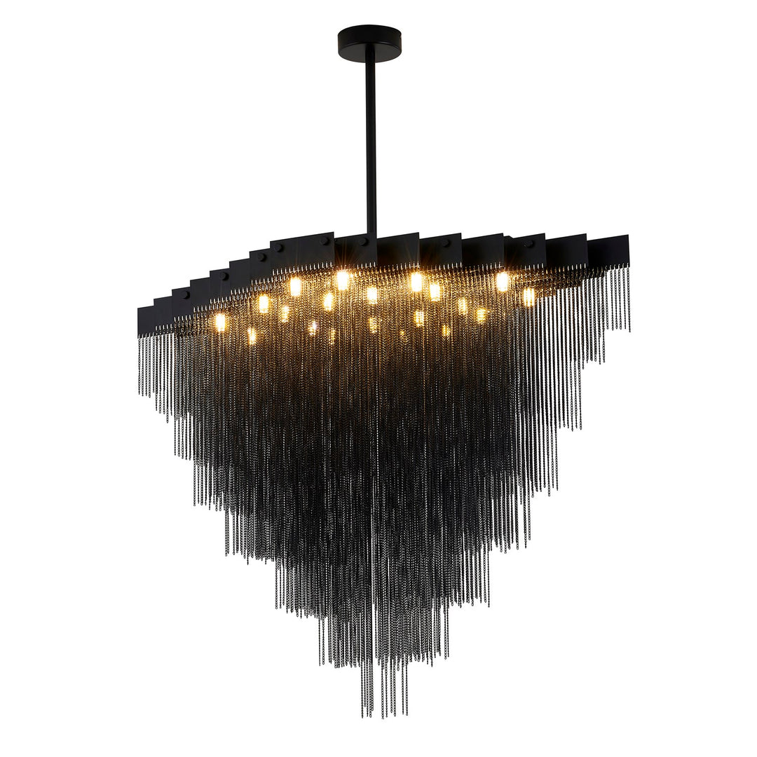 20-Light Satin Black Chandelier With Hanging Aluminum Chains by Bethel