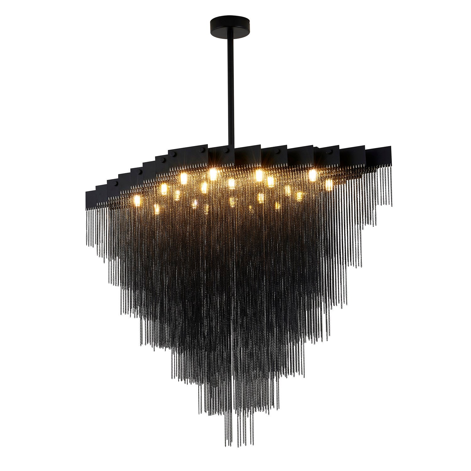 20-Light Satin Black Chandelier With Hanging Aluminum Chains by Bethel