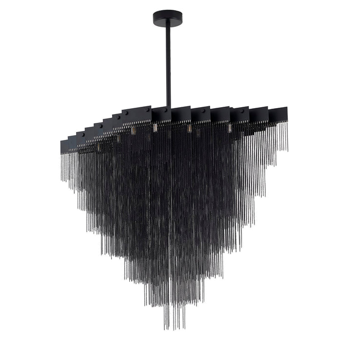 20-Light Satin Black Chandelier With Hanging Aluminum Chains