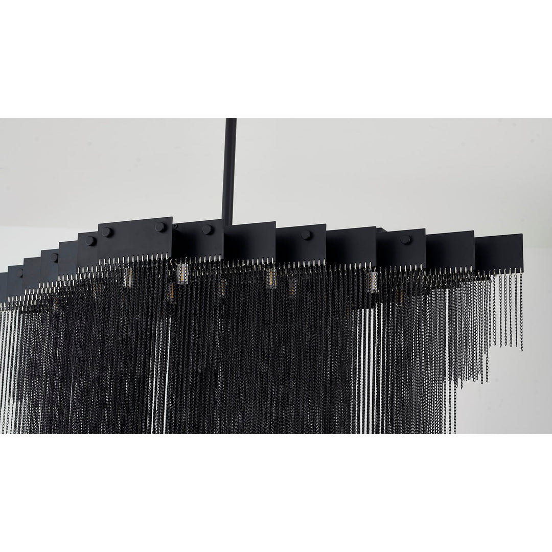 20-Light Satin Black Chandelier With Hanging Aluminum Chains