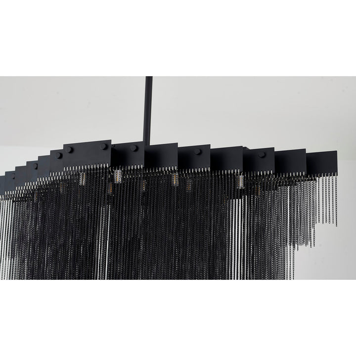20-Light Satin Black Chandelier With Hanging Aluminum Chains
