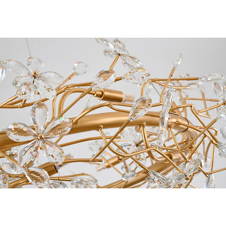 12-Light Gold Aluminum Chandelier With Clear Crystals