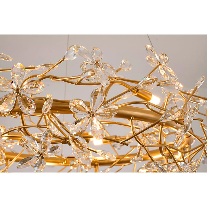12-Light Gold Aluminum Chandelier With Clear Crystals