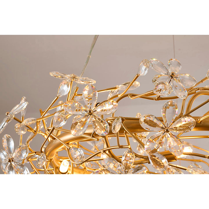12-Light Gold Aluminum Chandelier With Clear Crystals