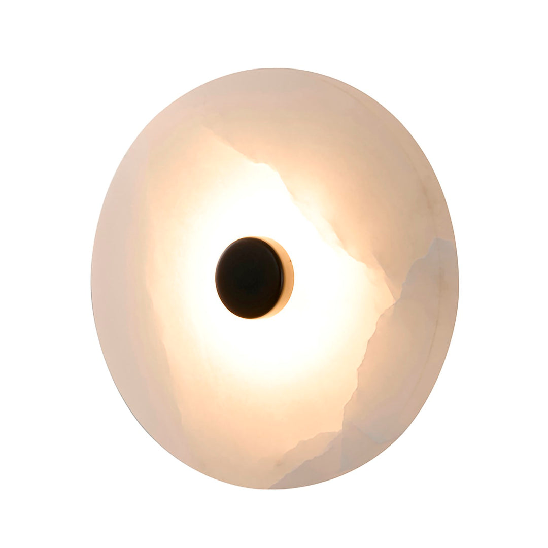 1-Light Satin Black Metal Led Wall Sconce With A Alabaster Shade by Bethel